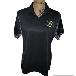 Grunt Style Polo Collar Men's Size Large Black Shirt Camouflage Accents Buttons